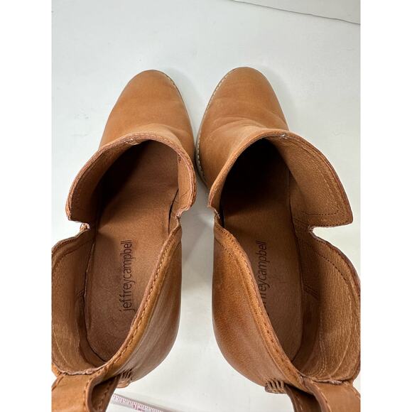 Jeffrey Campbell Womens size 8 Rosalee Tan Leather Bootie Western Stacked Block - Picture 6 of 14